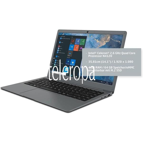 myBook PRO14 SE Notebook (14,1", 64GB Speicher, Intel Quadcore Prozessor N4120, Windows 10 Home, 4 GB RAM, Full HD Display)