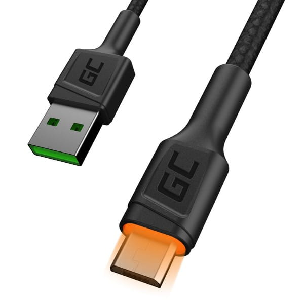 USB-A - microUSB-Kabel 2m orange LED Quick Charge 3.0